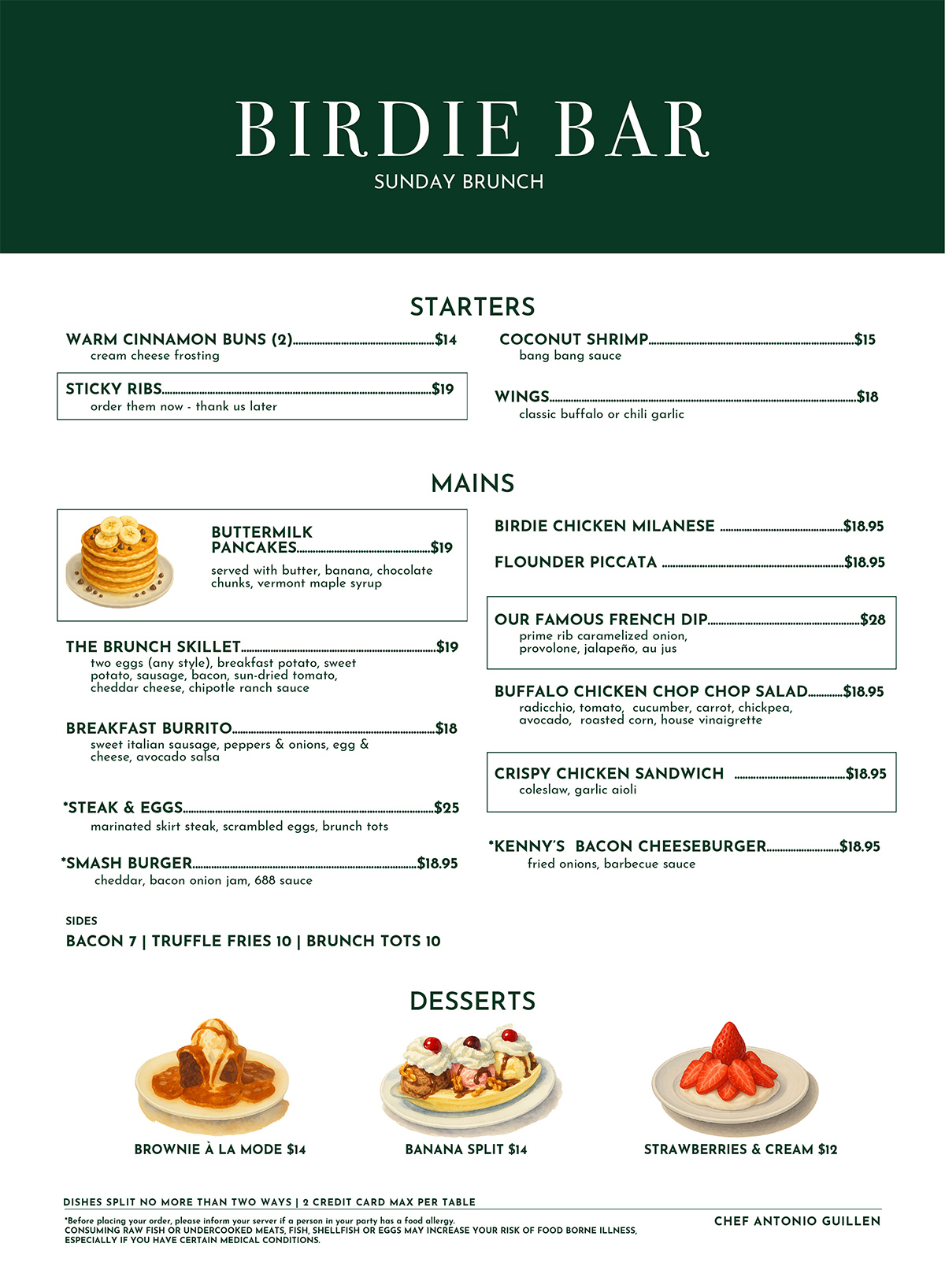 Birdie Bar BRUNCH MENU