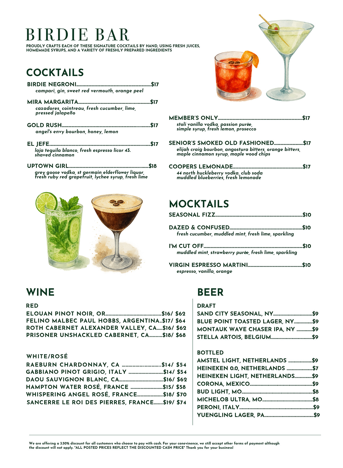 Birdie Bar BRUNCH MENU